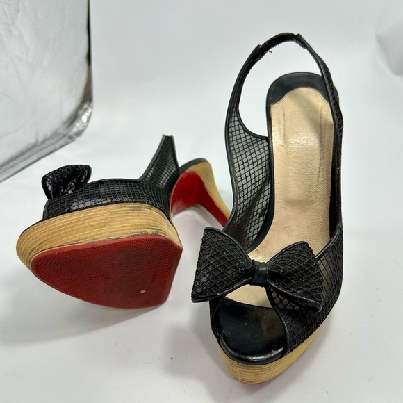 christian louboutin fishnet bow heels size 11.5 - Picture 1 of 14